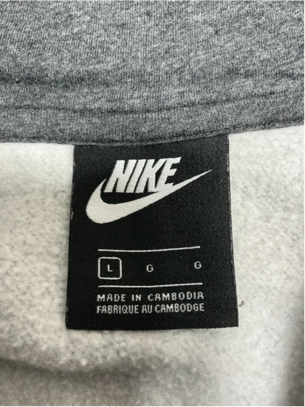 Unisex Adult Excellent Nike Pullover Hoodie Large Gray 1/4 Zip Long Sleeve